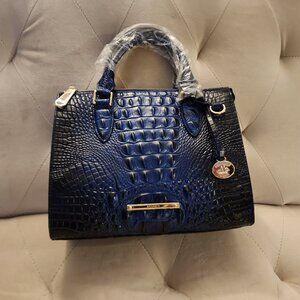 NWT - Brahmin Anywhere Convertible Small Croc Melbourne Embossed Leather Satchel